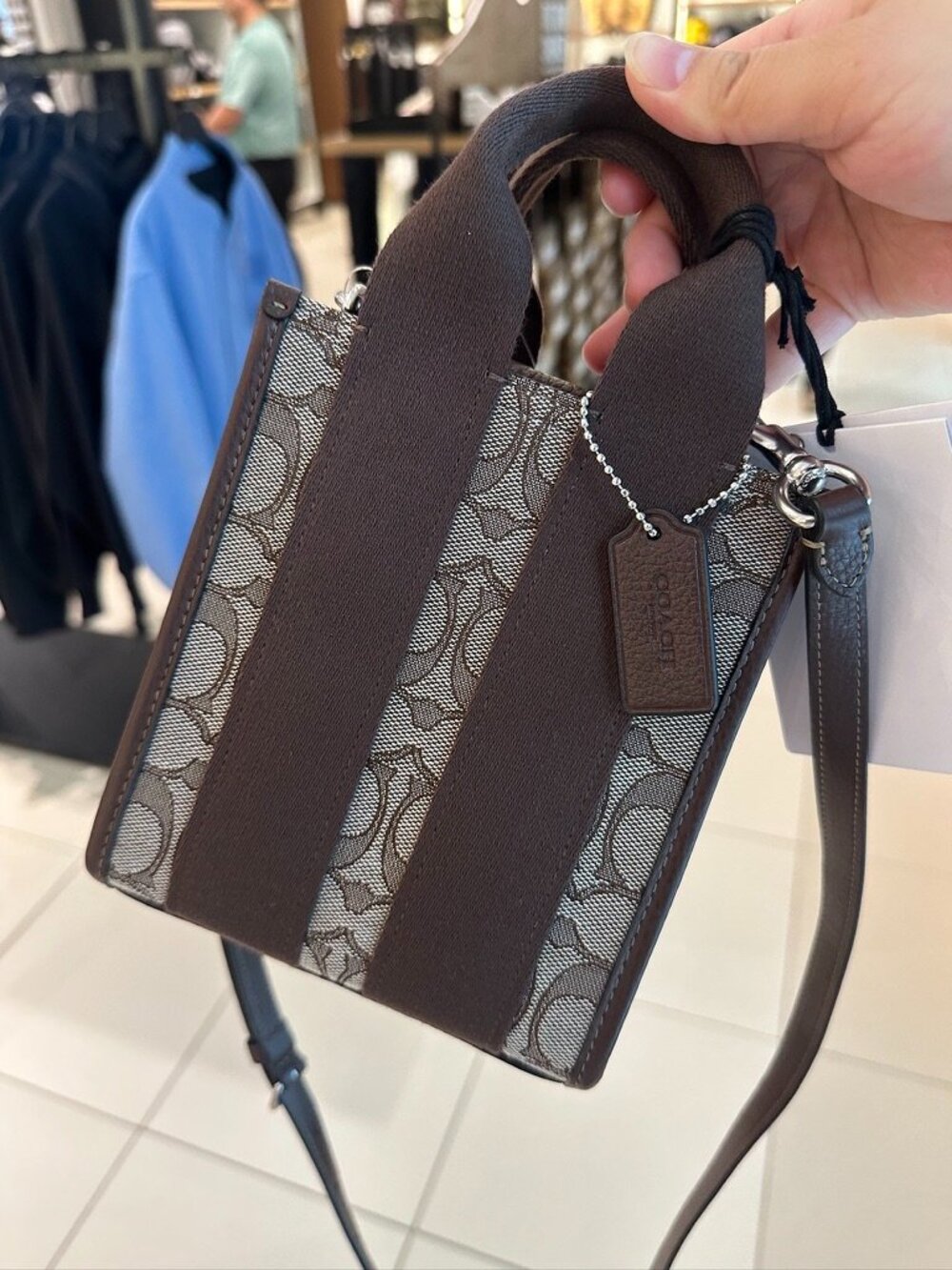 NWT! Coach CCL75 Smith Mini Tote Bag In Signature Jacquard Silver/Oak/Maple - Picture 3 of 11